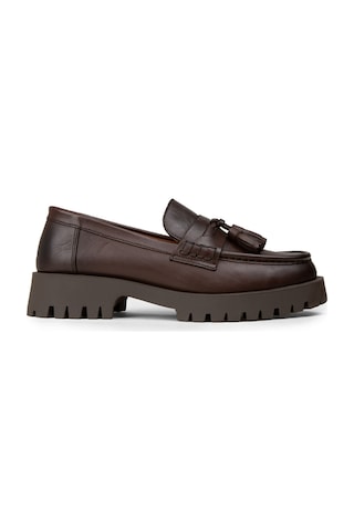 Deery Kadın Hakiki Deri Kahverengi Püsküllü Loafer - 02035zkhvc03