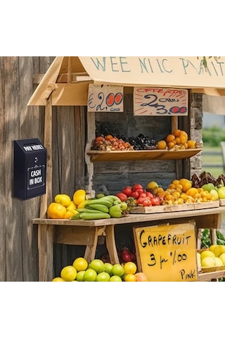 Willowhaven Duvara Monte Metal Para Kutusu Kilitli Siyah - Ev Ofis Bağış