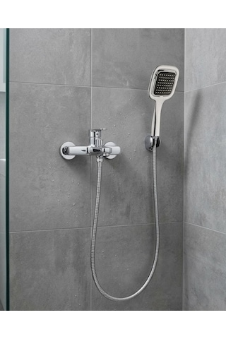 Siyah Duş Seti El Duşu Başlığı Spiral Hortum Dayanıklı Banyo Duş Aksesuarı Gümüş