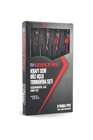 İzeltaş 4100 00 8108 Düz Uçlu 8 Adet Tornavida Seti