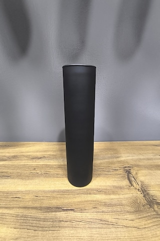 Silindir Cam Vazo Mat Seri 27 Cm Yükseklik 7.5 Genişlik Yeni Model Seri Siyah
