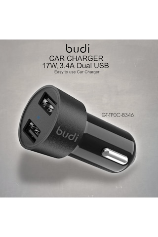 Tr Cc622bs 17w 3.4a Dual Port Usb Araç Şarj Cihazı - Kompakt Ve Hafif Çift Usb Girişli Araç Şarj Aleti