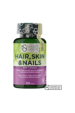 Natures Supreme Hair Skin Nails 30 Tablet Aromasız