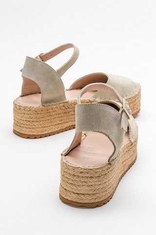Luvishoes Viba Bej Süet Hakiki Deri Kadın Sandalet Bej