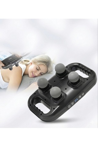 4 Başlıklı Masaj Tabancası - Ergonomik Derin Doku Sırt Ve Boyun Masaj Aleti Ağrı Ve Sızı Giderici Beyaz