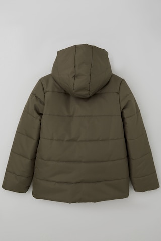 Kabancı Kız Çocuk Mont İç Kısmı Peluş Kapüşonlu Fermuarlı 6-9 Yaş , Haki Yeşil