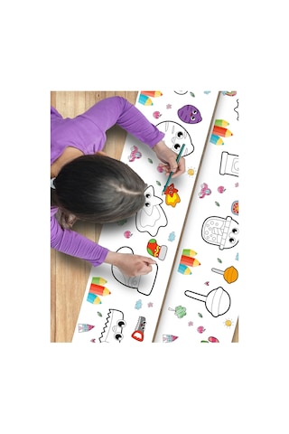 Bebek Ve Çocuk Için Örnek Resimli 3,75 Metre Rulo Boyama Kağıdı Karışık