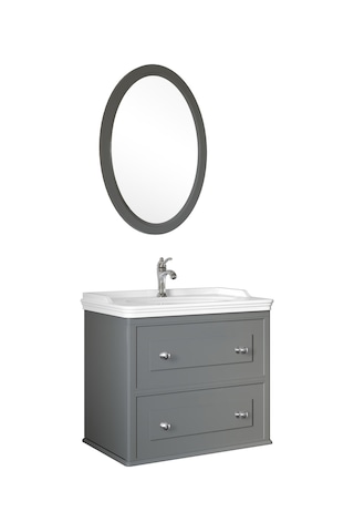 Kale Miro 80 Cm Mat Gri Banyo Dolabı Takımı Gri