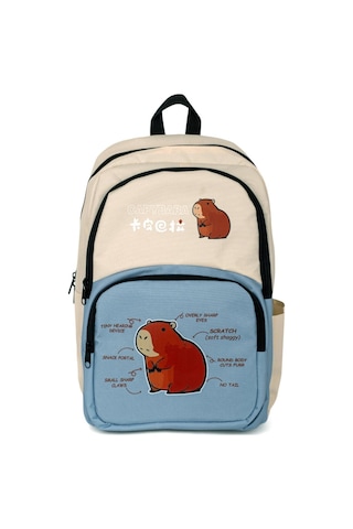 Sincap Baskılı Çocuk Unisex Krem Bebe Mavisi Sırt Çantası Pwcnt015 Krem Bebe Mavisi