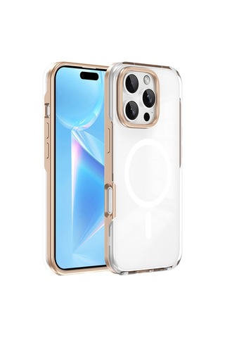 Apple Uyumlu iPhone 16 Pro Kılıf M-safe Şarj Özellikli Çıkarılabilir Arka Yüzeyli Zore Polar Kapak Gold