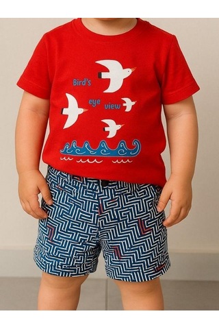 Erkek Bebek Desenli Şort-16118 Mavi