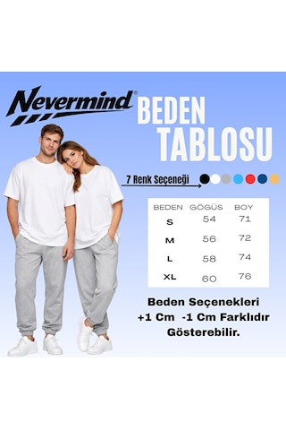 Nevermind Kadın Tişört Basic Minimal Baskılı Relax Yazılı Günlük Rahat Pamu Mavi