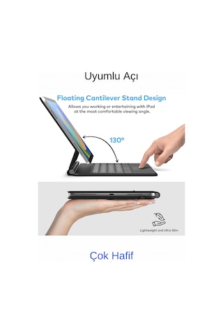 Apple Uyumlu iPad 11 Air 6. Nesil Magic Style Manyetik Yapışmalı Klavyeli Kılıf