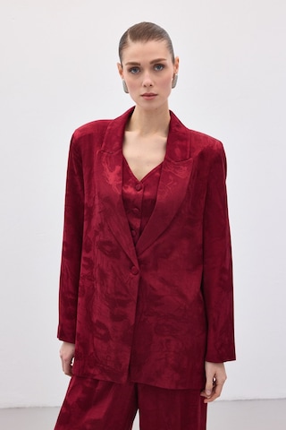 Sateen Jakarlı Uzun Ceket - Bordo-136769 Bordo