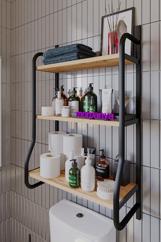 Morpanya Elony Klozet Üstü Düzenleyici Raf Banyo Düzenleyici Raf Klozet Üstü Raf Banyo Raf Dolap Ceviz