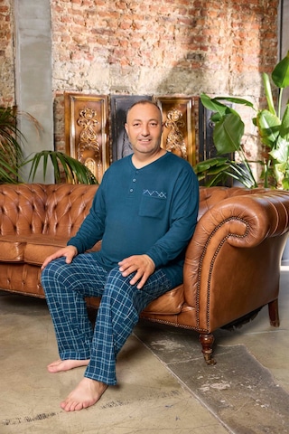 Aydoğan Erkek Emir Büyük Beden Kışlık Termal Petrol Pijama Takımı 0543 Petrol