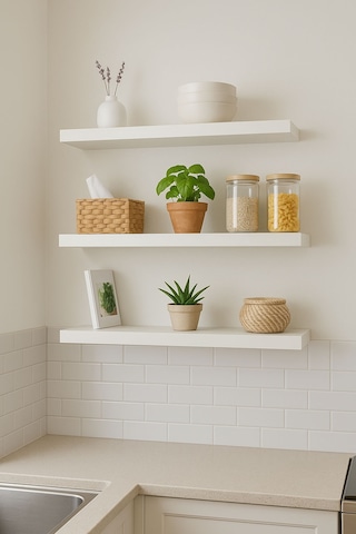 3 Adet Uçan Raf Gizli Monte Edilebilir Beyaz