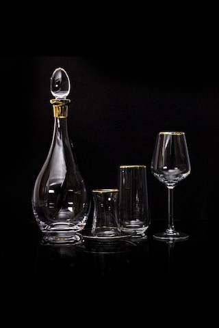 Extra Decostyle Gold 61 Parça 12 Kişilik Cam Bardak Seti Altın