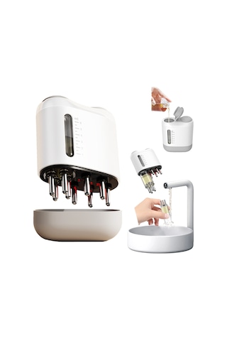 Leezsing Elektrikli Yağ Aplikatörü Tarak Saç Derisi Bakım Masaj Başlığı Rahatlatıcı Aletler Beyaz