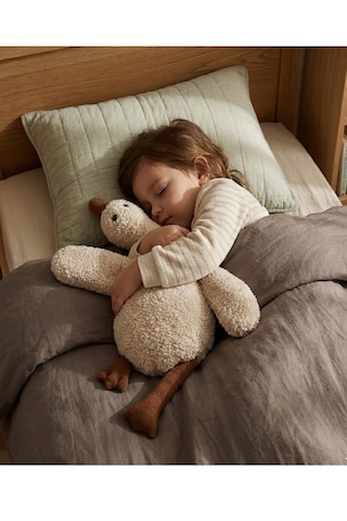 Sevimli Uyku Arkadaşı Antialerjik- Vidalı Göz- Teddy Ekru Kaz