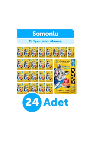 Bado Yetişkin Yaş Kedi Maması Somonlu 85gr 24'lü