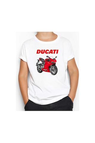 Zepplin Giyim Ducati 959 Beyaz Çocuk Tişört Beyaz