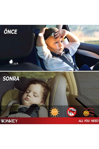 Wonkey - Araba Yan Cam Perdesi, Oto Perde, Otomobil Yan Cam Güneşliği Sineklik, Araç İçi Arka Cam Güneşlik, Uv Korumalı Güneş Engelleyici, Otomobil Anne Bebek Emzirme Perdesi 2 Adet