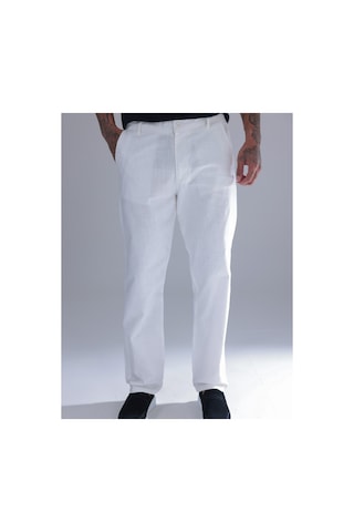 Blayn Jeans Erkek Siyah Keten Pantolon Beli Lastikli Rahat Kalıp Yazlık Boru Paça Günlük Pantolon Beyaz