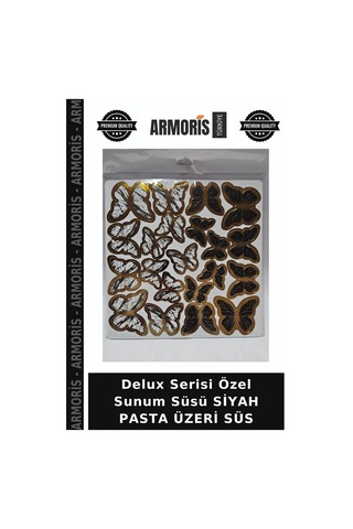 Delux Serisi Özel Sunum Süsü Siyah Pasta Üzeri Süs