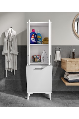 Rosepal Mobilya Aria Kirli Sepetli Banyo Dolabı Beyaz