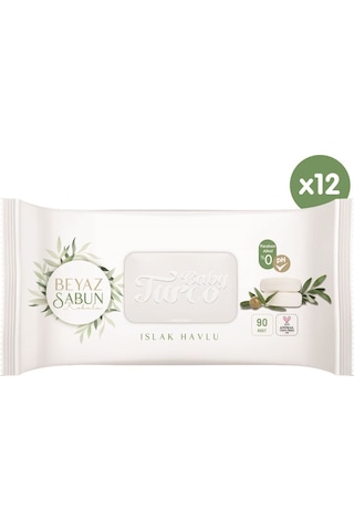 Baby Turco Beyaz Sabun Kokulu Islak Havlu 12 x 90 Adet