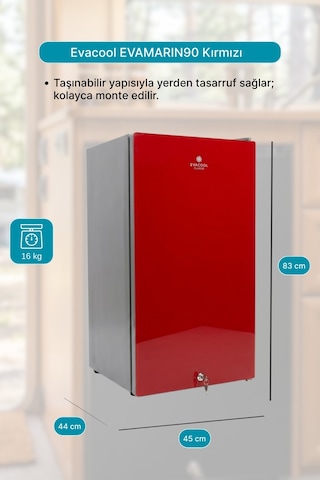 Evacool Evamarın90 Kırmızı 12/24v 85 Litre Dağ Evi Tekne Karavan Buzdolabı
