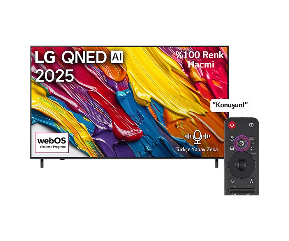 LG 65QNED82A6B 65" 165 Ekran Uydu Alıcılı 4K Smart TV AI Sihirli Kumanda HDR10 webOS QNED TV 2025