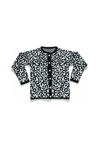 Eren Style Uzun Kollu Leopar Desenli Kaliteli Yünlü Hırka Siyah