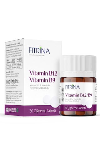 Fıtrina Vitamin B12 & B9 Folik Asit 30 Tablet