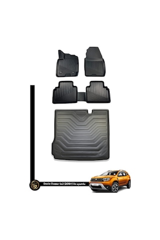 Dacia Duster 4x2 3D Havuzlu Oto Paspas ve Bagaj Havuzu Seti