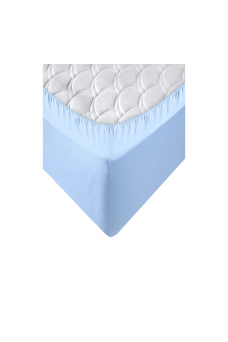 Penye Lastikli Çarşaf, Battal Çift Kişilik , Açık Mavi, %100 Pamuk Örme Kumaş, 130 Gr/m² Açık Mavi