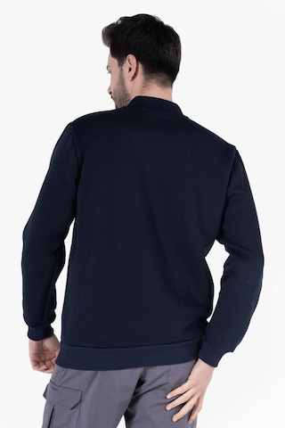 3 İplik Polo Yaka Fleto Cepli Sweatshirt Lacivert