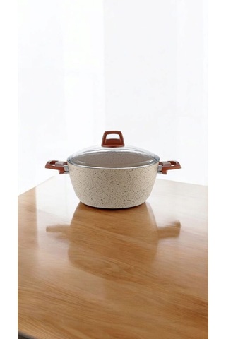 Gümüşer Yanmaz Yapışmaz 28 Cm Granit Derin Tencere Bej