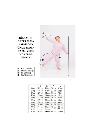 Cantoy Kız Erkek Çocuk Kalın Elyaf Dolgulu Premium Kalite 2.5 Tog Desenli Uyku Tulumu Pembe