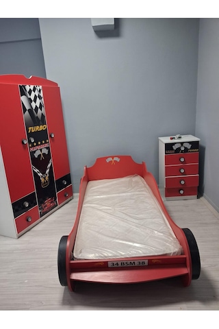 Genç Odası Formula 90652 Takım Dolap Karyola Şifonyer Yatak Demonte Kırmızı