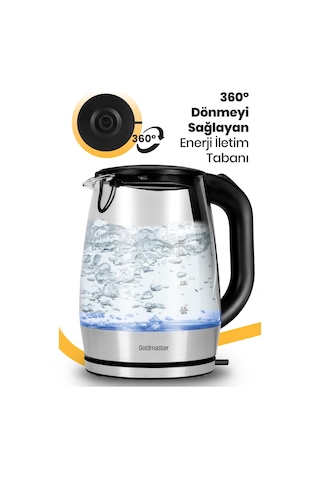 Goldmaster Aquarıne 1.7 Lt Işıklı Cam Kettle Su Isıtıcı