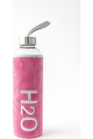 Peluş Kılıflı Cam Matara 600 Ml Pembe Pembe