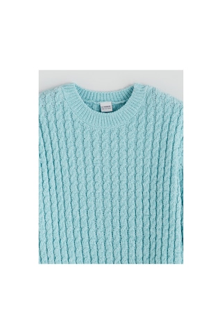 LC Waikiki Alıta Cıty Farkıyla Lcw Kids Turkuaz Oval Yaka Kız Çocuk Kazak Turkuaz - 925578367 Turkuaz