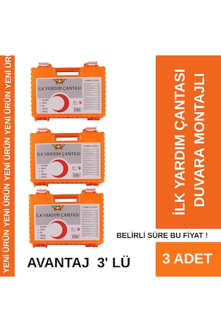 Duvara Montajli İlk Yardim Seti + 3 Adet Avantaj 3 'lü Paket Ruhsata Uygun Araç İçin Yangın