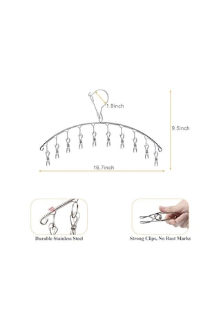 Paslanmaz Çelik Askılık - Çorap Kurutma Askısı - Havlular, İç Çamaşırları Ve Eşarplar İçin 10 Tutucu Klipsli Diğer