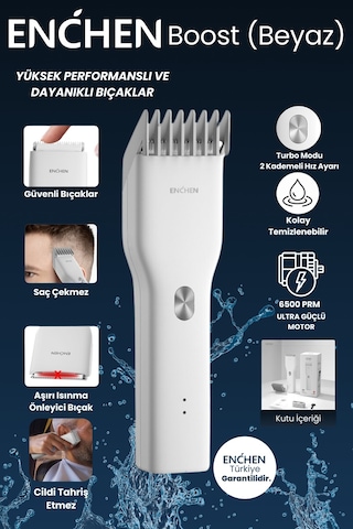 Enchen Boost Beyaz Taşınabilir Şarjlı Saç Kesim Makinesi