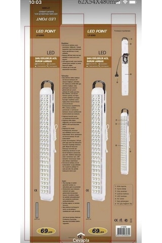 Ledpoint Lp-6069 Akülü 69 Led Şarjlı Işıldak
