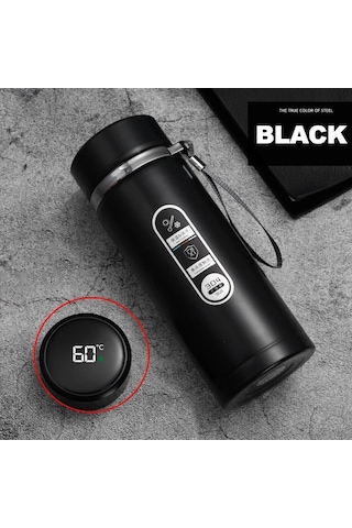 Led Sıcaklık Göstergesi İle 500ml-1stainless Paslanmaz Çelik Diğer Siyah