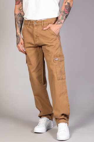 Little Cup Jeans Co Erkek Camel Baggy Fit Rahat Kalıp Kargo Pantolon